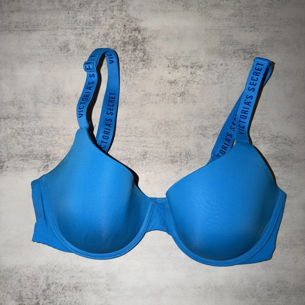 Victoria's Secret Blue‎ T-Shirt Lightly Lined Demi Bra Size 32D